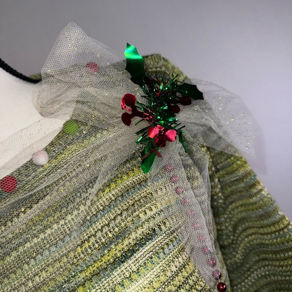Vintage Green Holiday Sweater with Festive Accents ugly tree Christmas - Picture 2 of 10